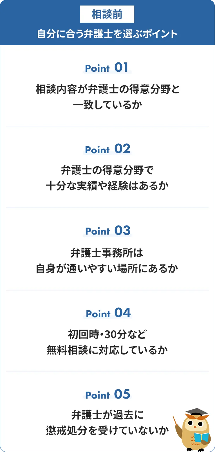 自分に合う弁護士を選ぶポイント