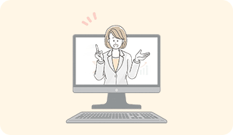 パソコンの画面で女性弁護士が丁寧に説明してくれている